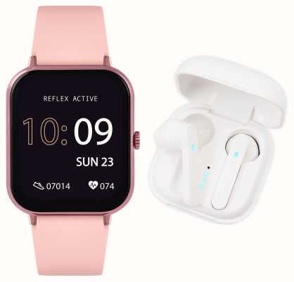Reflex Active Wielofunkcyjny smartwatch Series 17 + zestaw bezprzewodowych słuchawek dousznych (39 mm), cyfrowa tarcza / różowy silikon RA17-2162-TWS