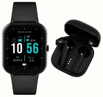 Reflex Active Wielofunkcyjny smartwatch Series 17 + zestaw bezprzewodowych słuchawek dousznych (39 mm), cyfrowa tarcza / czarny silikon RA17-2164-TWS