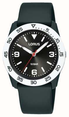 Lorus Dziecięcy kwarcowy zegarek o średnicy 100 m (36,5 mm) z czarną tarczą przeciwsłoneczną i czarnym paskiem z PU RRX85HX9
