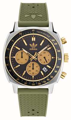 Adidas Master Originals z jednym chronografem (44 mm), czarną tarczą i zieloną gumą AOFH23504