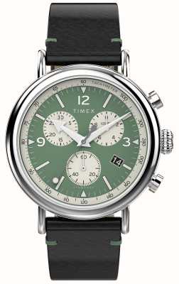 Timex Męski chronograf Waterbury (41 mm) w kolorze zielonym z brązową skórzaną bransoletą TW2V71000
