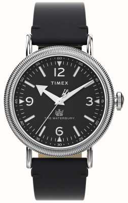 Timex Męska czarna tarcza waterbury (40 mm) i czarny skórzany pasek TW2W20200