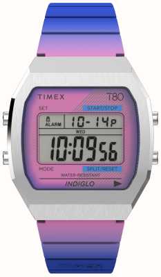 Timex Cyfrowa tarcza 80 (36 mm) / fioletowy pasek z żywicy TW2V74600
