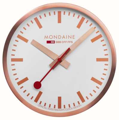 Mondaine Zegar ścienny Sbb (25 cm) z białą tarczą i aluminiową obudową w kolorze miedzi A990.CLOCK.18SBK