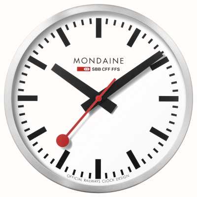 Mondaine Zegar ścienny Sbb (40 cm) z białą tarczą i aluminiową obudową w kolorze srebrnym A995.CLOCK.16SBB