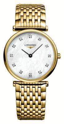 LONGINES Diament La Grande Classique de Longines (29 mm), biała tarcza z masy perłowej / złota pvd stal nierdzewna L45122878