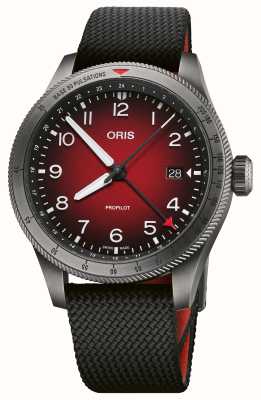 ORIS Automatyczna tarcza Propilot GMT (41,5 mm) w kolorze czerwonym, z czarnym paskiem tekstylnym 01 798 7773 4268-07 3 20 14GLC