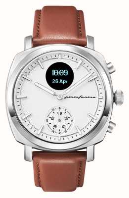 Pininfarina by Globics Hybrydowy smartwatch Senso (44 mm) w kolorze księżycowego srebra / włoskiej skóry PMH01A-01