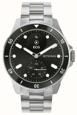 Withings Scanwatch nova – klinicznie zatwierdzony hybrydowy smartwatch (42 mm) z zieloną hybrydową tarczą / stalą nierdzewną HWA10-MODEL 8-ALL-INT
