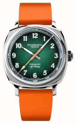 Duckworth Prestex Verimatic (39 mm) tarcza w kolorze zielonym fumé / pomarańczowa guma D891-04-OR