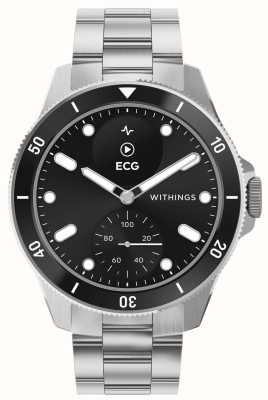 Withings Scanwatch nova – klinicznie zatwierdzony hybrydowy smartwatch (42 mm) z czarną hybrydową tarczą / stalą nierdzewną HWA10-MODEL 9-ALL-INT