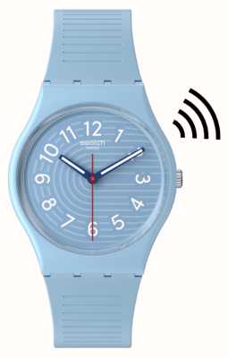 Swatch Modne linie na niebie płacą! (34 mm) niebieska tarcza / niebieski silikonowy pasek SO28S104-5300