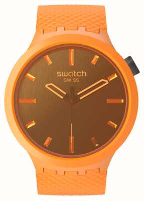 Swatch Miażdżący pomarańczowy (47 mm) pomarańczowo-brązowy / pomarańczowy silikonowy pasek SB05O102