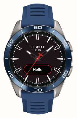 Tissot T-Touch Connect sportowa, słoneczna tytanowa (43,75 mm) czarna tarcza i niebieski silikonowy pasek T1534204705101