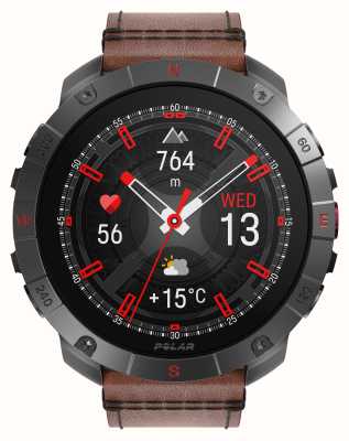 Polar Inteligentny zegarek sportowy Grit x2 pro titan premium z GPS (m-l) brązowy skórzany pasek + czarny silikonowy pasek 900110288