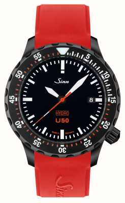 Sinn U50 hydro s 5000m (41mm) czarna tarcza i czerwony silikonowy pasek 1051.020 RED SILICONE
