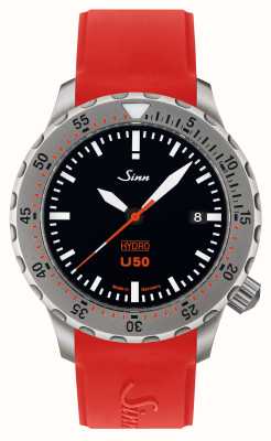 Sinn U50 hydro 5000m (41mm) czarna tarcza i czerwony silikonowy pasek 1051.010 RED SILICONE