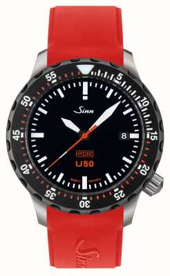 Sinn U50 hydro sdr 5000m (41mm) czarna tarcza i czerwony silikonowy pasek 1051.040 RED SILICONE