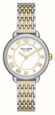 Kate Spade Damska lily avenue (34 mm) biała tarcza z masy perłowej / dwukolorowa bransoleta ze stali nierdzewnej KSW1822