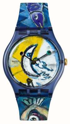 Swatch Xtate – niebieski cyrk Chagalla – próbka artystycznej podróży SUOZ365C