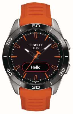 Tissot T-Touch Connect sport (43,75 mm) czarna hybrydowa tarcza i pomarańczowy silikonowy pasek T1534204705102
