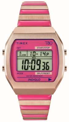 Timex Cyfrowa tarcza „timex 80” (36 mm) / różowa, rozszerzana bransoletka TW2W41600