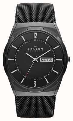 Skagen Męski zegarek melbye z czarną, tytanową tarczą, pokrytą jonami i czarną tarczą SKW6006