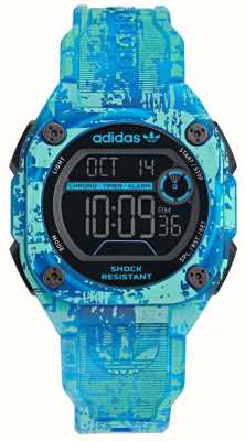 Adidas Cyfrowa tarcza City tech two grfx (45 mm) i plastikowy pasek w niebieski wzór AOST24077