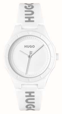 HUGO Damska #lit (36 mm) biała tarcza i biały silikonowy pasek 1540165
