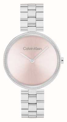 Calvin Klein Damska błyszcząca (32 mm) różowa tarcza i bransoleta ze stali nierdzewnej 25100015