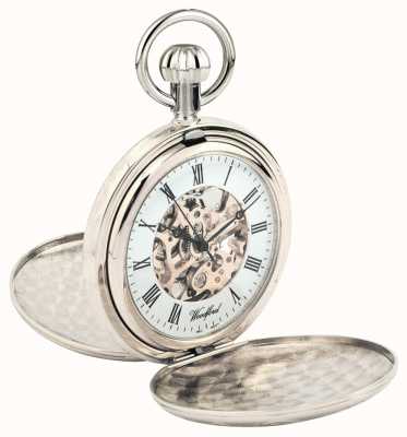 Woodford Pełny zegarek kieszonkowy z chromowanym metalowym szkieletem hunter 1062