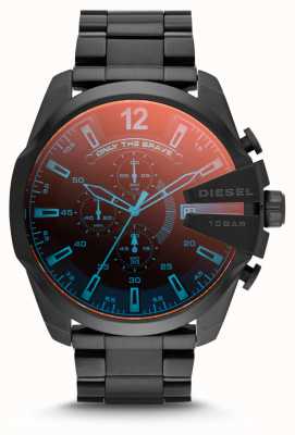 Diesel Męski opalizujący zegarek mega boss w kolorze czarnym ip DZ4318
