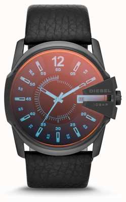 Diesel Męski opalizujący kryształowy zegarek z czarnym skórzanym paskiem DZ1657