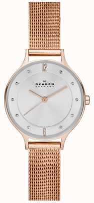 Skagen Damski zegarek z siateczki anita w kolorze różowego złota SKW2151