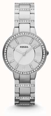 Fossil Wirginia kobiet | srebrna tarcza | zestaw kryształów | bransoletka ze stali nierdzewnej ES3282