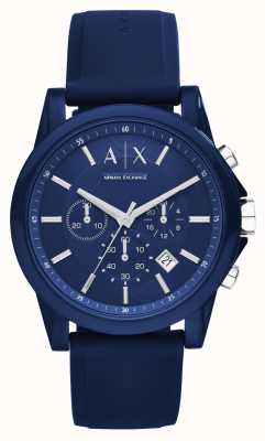Armani Exchange Męskie | niebieska tarcza chronografu | niebieski pasek silikonowy AX1327