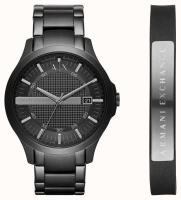 Armani Exchange Męska sukienka czarna stalowa bransoletka zegarek skórzana bransoletka prezent AX7101