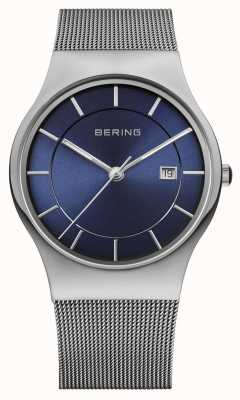 Bering Męski zegarek Milanese z siateczką z niebieską twarzą 11938-003