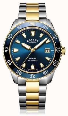 Rotary Męski automatyczny dwukolorowy zegarek z niebieską tarczą henley GB05131/05