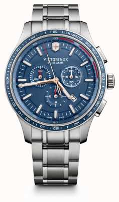 Victorinox Męska stalowa bransoleta z chronografem Alliance Sport z niebieską tarczą 241817