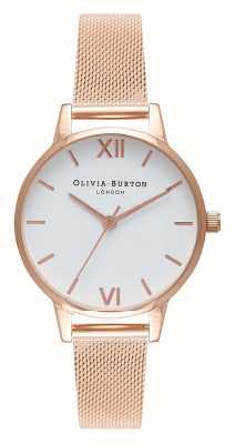 Olivia Burton | damskie | bransoletka z różowego złota | biała tarcza | OB16MDW01