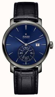RADO Zegarek XL Diamaster Petite Seconde Czarny skórzany niebieski z niebieską tarczą R14053206