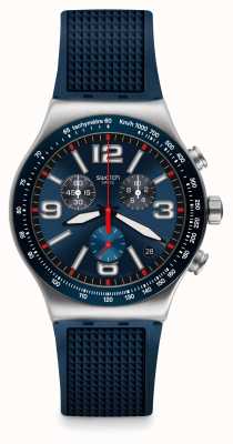 Swatch | nowy chronograf ironia | zegarek z niebieską siatką | YVS454