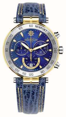 Herbelin Newport originals chronograf (40 mm) niebieska tarcza / niebieska skóra 37654/T35
