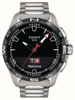 Tissot T-Touch Połącz czarną tarczę z tytanu słonecznego (47,5 mm) / tytanową bransoletę T1214204405100