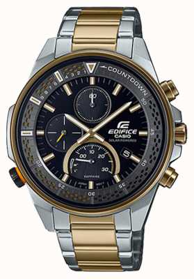 Casio Edifice slim szafirowy chronograf | dwukolorowa stalowa bransoletka | czarna tarcza EFS-S590SG-1AVUEF
