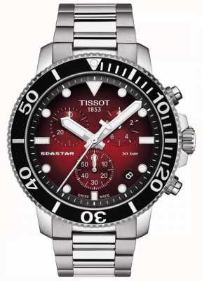 Tissot Seastar 1000 | chronograf | czerwona tarcza | Stal nierdzewna T1204171142100