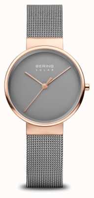 Bering Damski zegarek solarny z szarej siatki 14331-369
