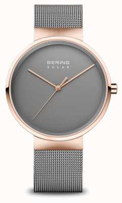 Bering Męski zegarek solarny różowe złoto/szary 14339-369