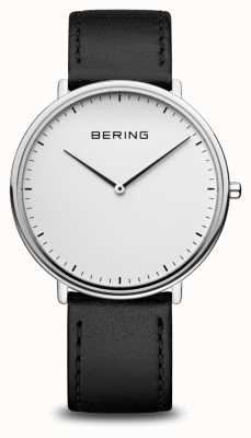 Bering Klasyczny zegarek unisex z czarnym skórzanym paskiem 15739-404